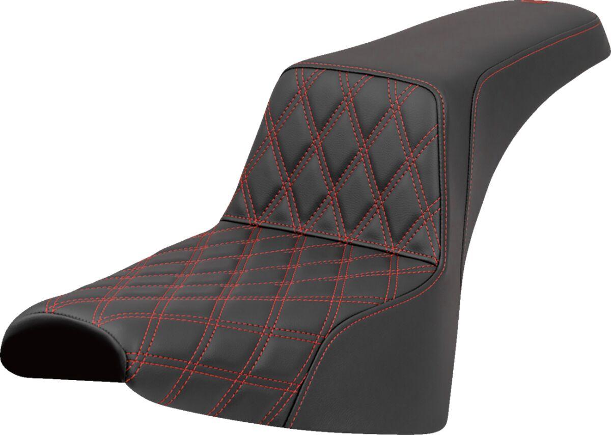 818-30-17204 - Saddlemen Lattice Stitch Step Up Seat For Harley Davidson FLDE 1750 ABS 2018-2020 - Black/Red