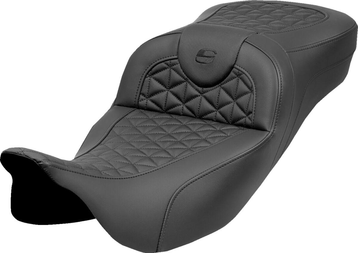 808-07B-21100 - Saddlemen Extended Reach RoadSofa Tri Gripper Seat For Harley Davidson FLH 1868 2021 - Black (Driver Seat Length:44.5 cm)