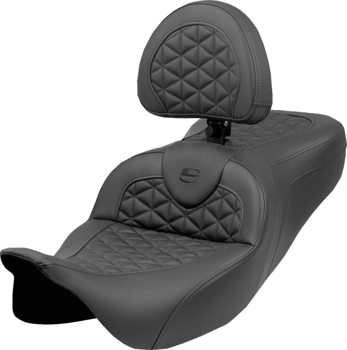 808-07B-210B0 - Saddlemen RoadSofa Tri Gripper Seat With Backrest For Harley Davidson FLH 1868 2021 - Black