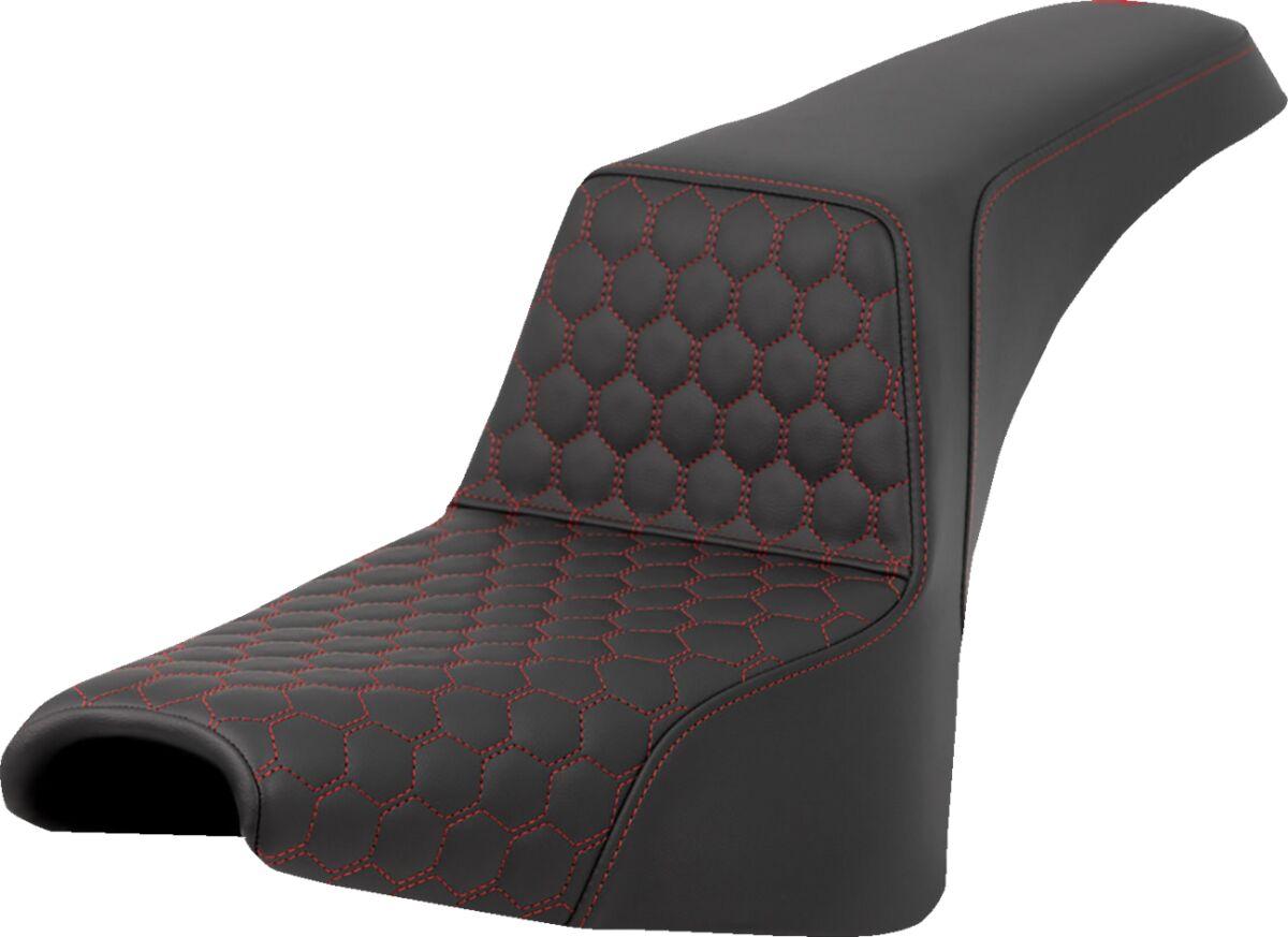 818-30-17704 - Saddlemen Honeycomb Step Up Seat For Harley Davidson FXBB 1750 2018-2020 - Black/Red