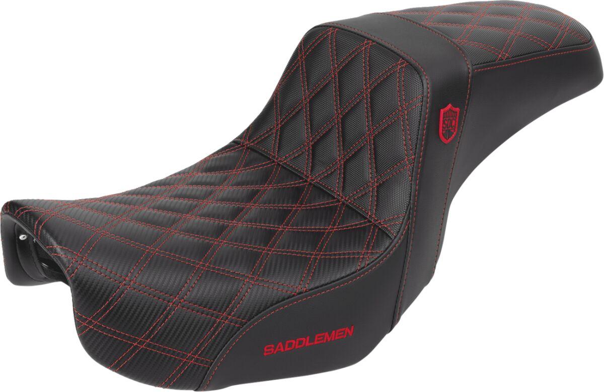 SC80604RED - Saddlemen Pro Series SDC Performance Grip Seat For Harley Davidson FLD 1690 2012-2013 - Black/Red