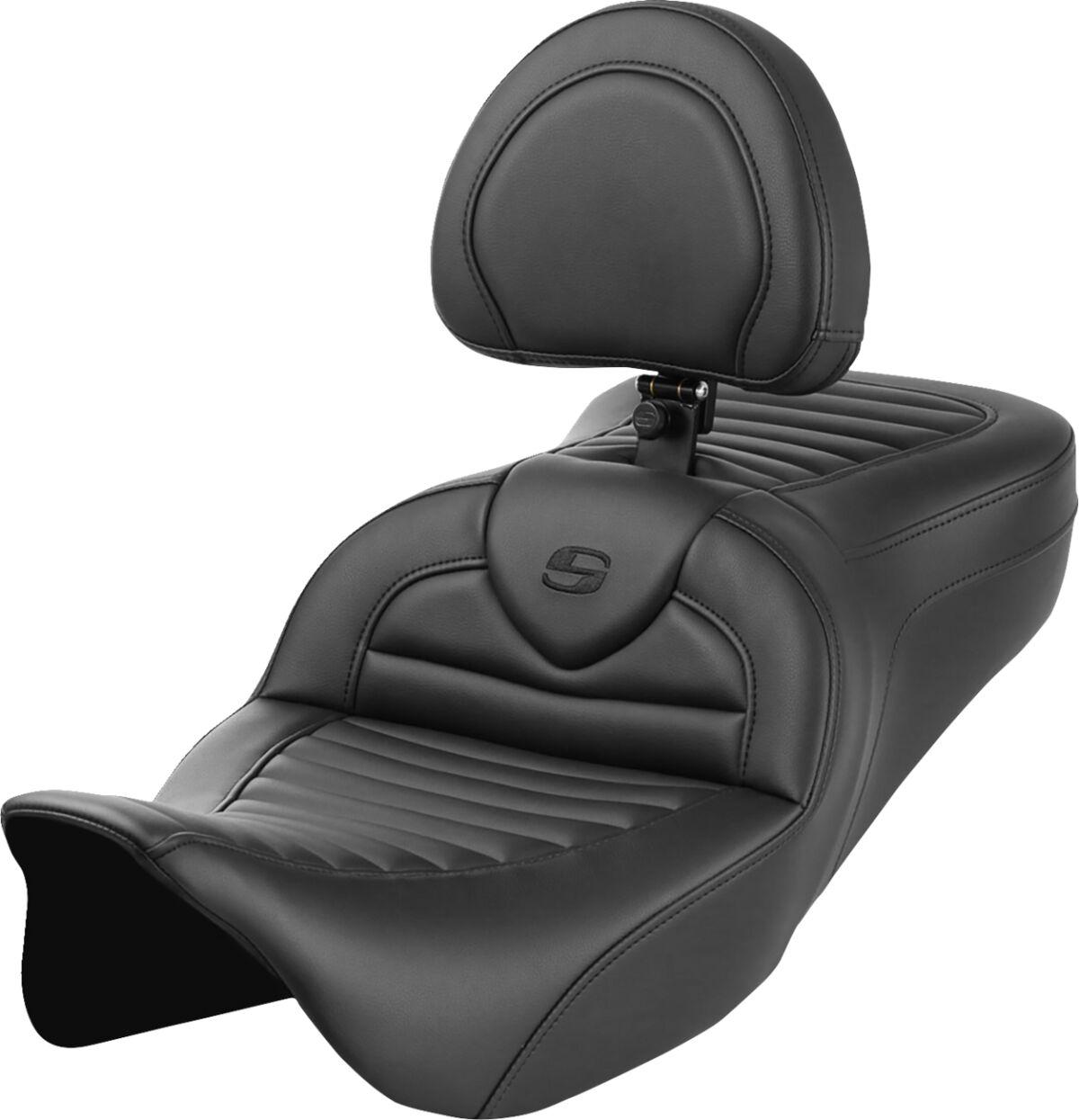 808-07B-202B0 - Saddlemen Roadsofa TR Tuck-n-Roll Seat With Backrest For Harley Davidson FLH 1868 2021 - Black