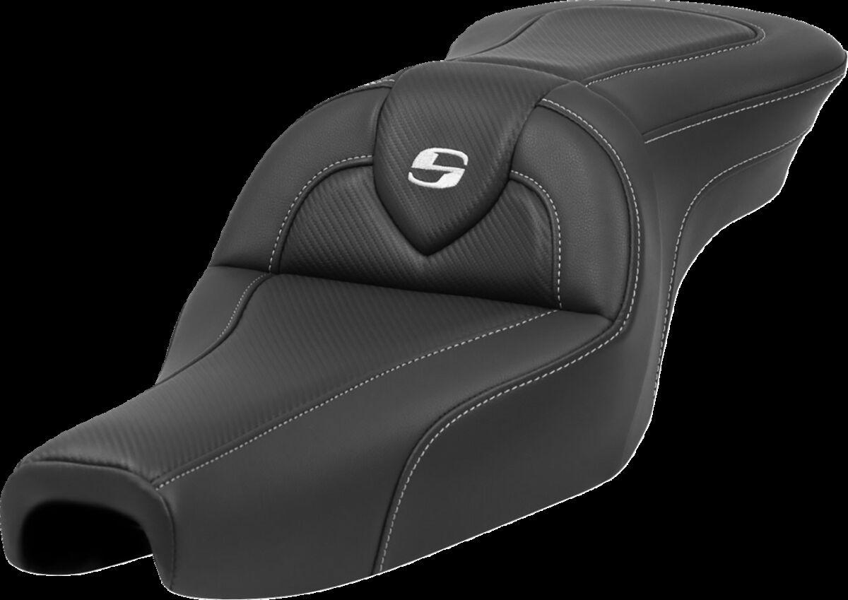 807-11-185 - Saddlemen Roadsofa Standard Reach Carbon Fibre Seat For Harley Davidson XL 1200 C 2004-2020 - Black
