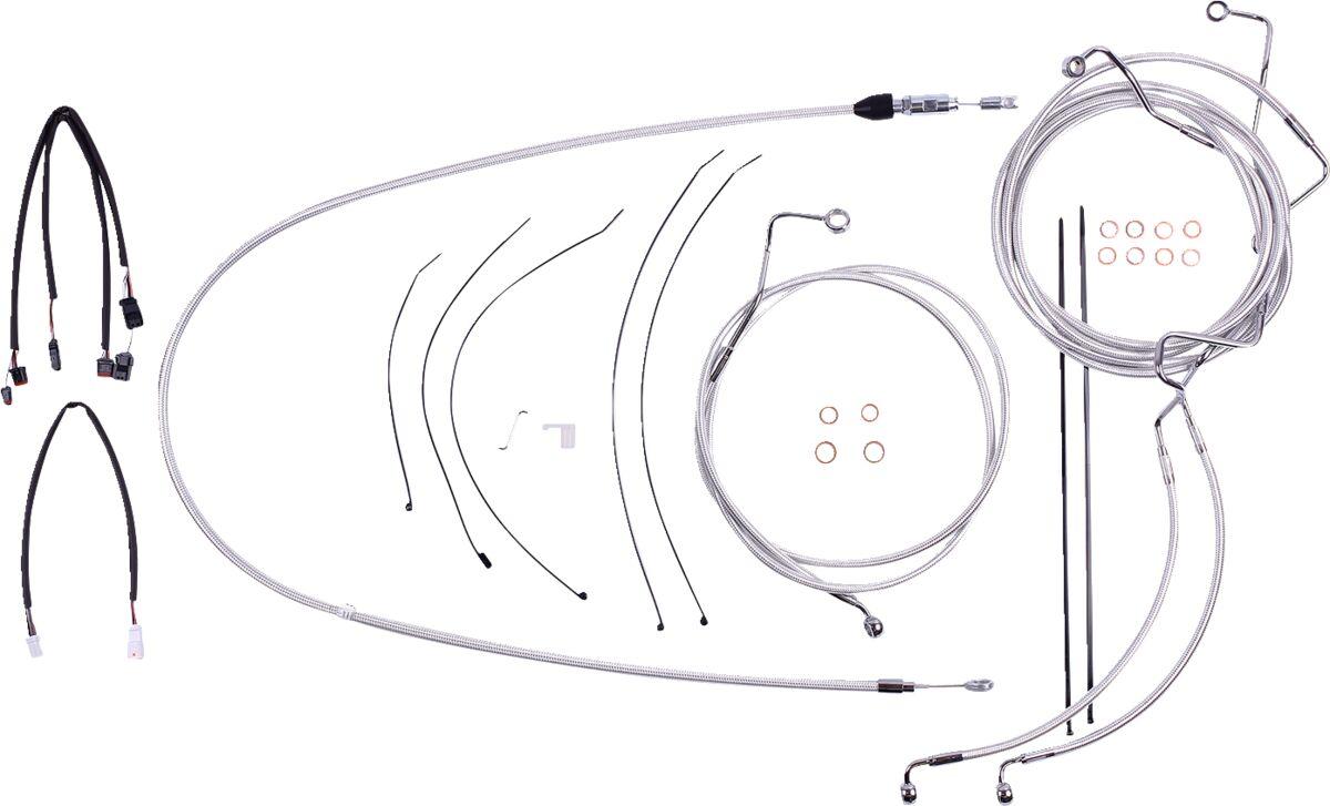 3871211 - Magnum Shielding Sterling Chromite II Designer Handlebar Cable Install Kit For Harley Davidson FLHTK 1868 2021-2023 30.5 - 35.5cm (12" - 14") - Chrome/Clear-Coated