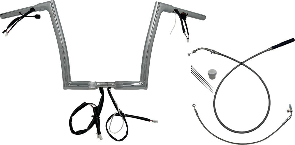 749912 - Fat Baggers Inc. 1-1/4" EZ Install Flat Top Handlebar For Harley Davidson FLHX 1923 2024-2026 30.5 cm (12") - Chrome