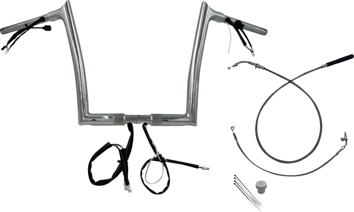 949912 - Fat Baggers Inc. 1-1/4" EZ Install Pointed Top Handlebar For Harley Davidson FLHX 1923 2024-2026 30.5 cm (12") - Chrome