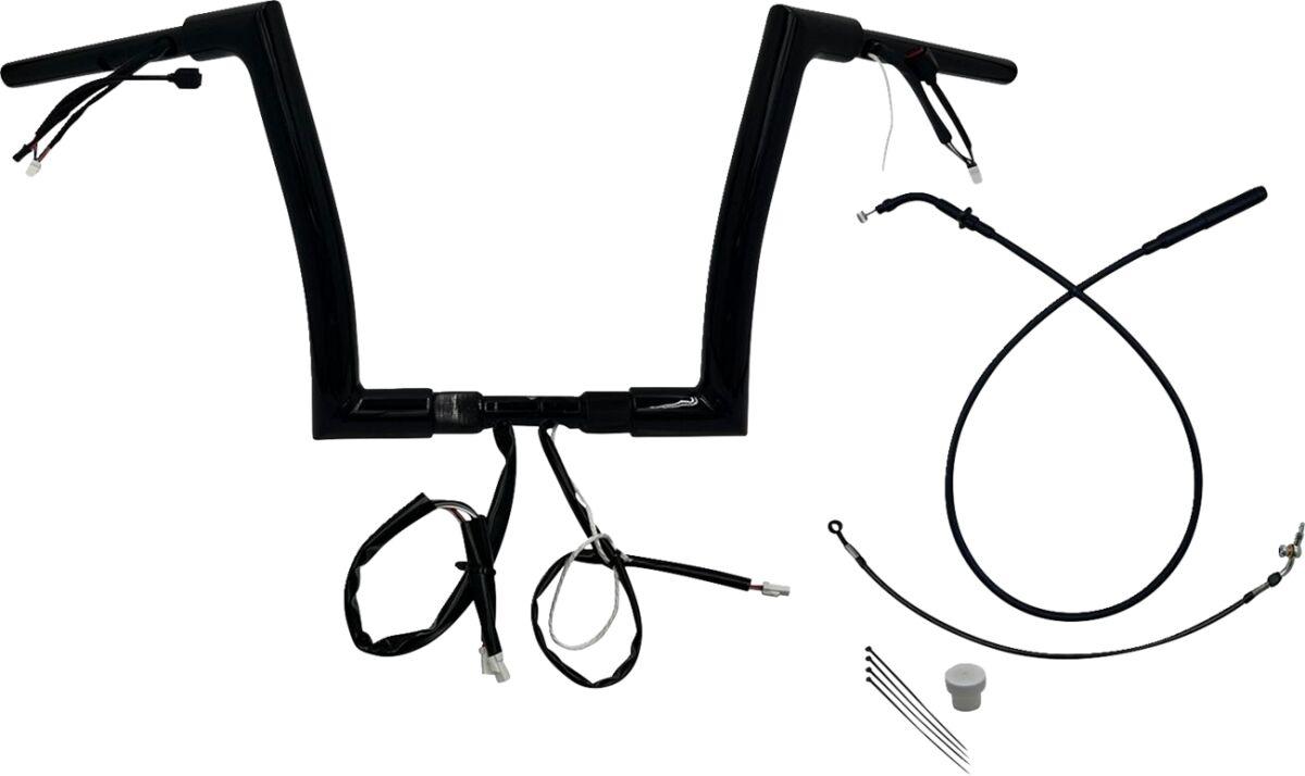 649912-B - Fat Baggers Inc. 1-1/2" EZ Install Flat Top Handlebar For Harley Davidson FLHX 1923 2024-2026 30.5 cm (12") - Black