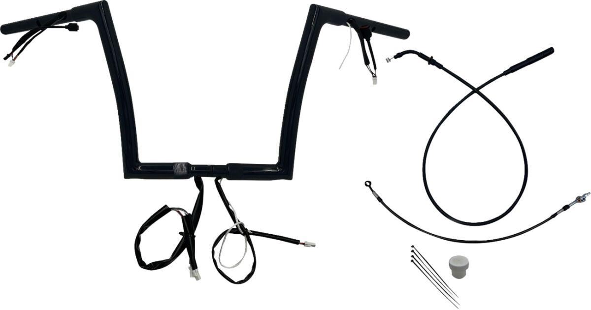 749912-B - Fat Baggers Inc. 1-1/4" EZ Install Flat Top Handlebar For Harley Davidson FLHX 1923 2024-2026 30.5 cm (12") - Black