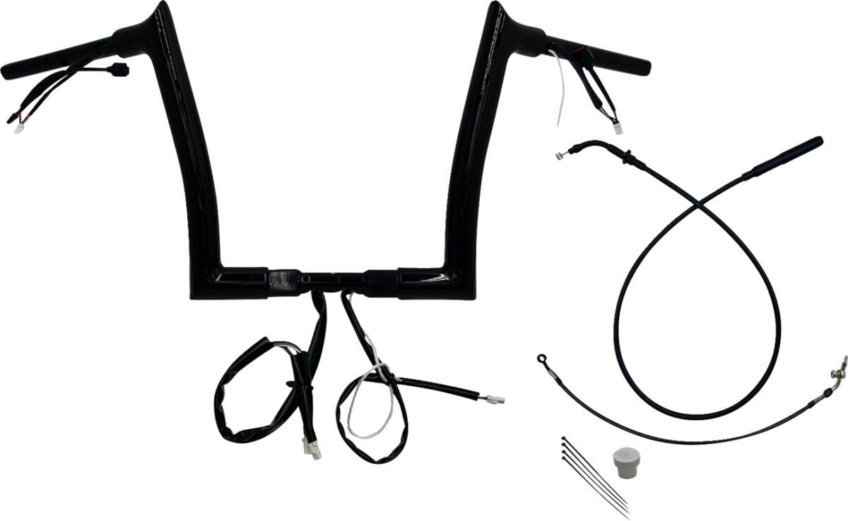 849912-B - Fat Baggers Inc. 1-1/2" EZ Install Pointed Top Handlebar For Harley Davidson FLHX 1923 2024-2026 30.5 cm (12") - Black