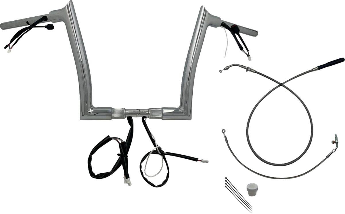 849912 - Fat Baggers Inc. 1-1/2" EZ Install Pointed Top Handlebar For Harley Davidson FLHX 1923 2024-2026 30.5 cm (12") - Chrome