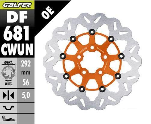 DF681CWUN - Galfer Floating Wave Brake Disc For Harley Davidson FLD 1690 2012-2013 - Orange - Rear
