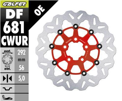 DF681CWUR - Galfer Floating Wave Brake Disc For Harley Davidson FLD 1690 2012-2013 - Red - Rear