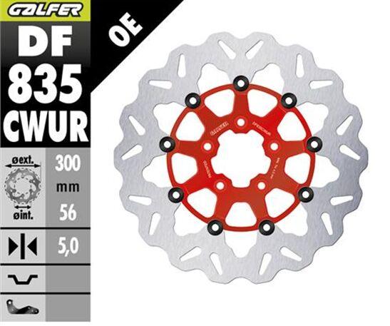 DF835CWUR - Galfer Floating Wave Brake Disc For Harley Davidson FLD 1690 2012-2013 - Red - Front