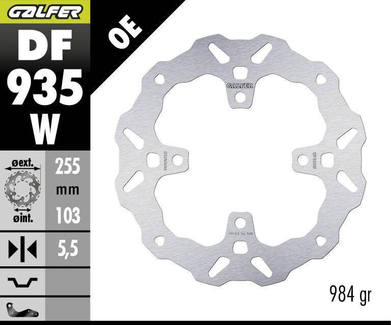 DF935W - Galfer Fixed Wave Brake Disc For Triumph Tiger 660 2025 Rear