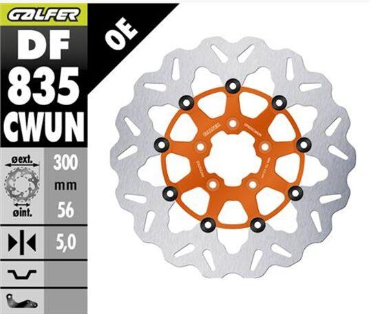 DF835CWUN - Galfer Floating Wave Brake Disc For Harley Davidson FLD 1690 2012-2013 - Orange - Front