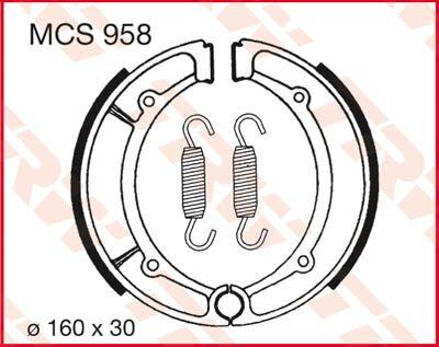 MCS958 - TRW Brake Shoes For Yamaha XS 250 1980 Rear