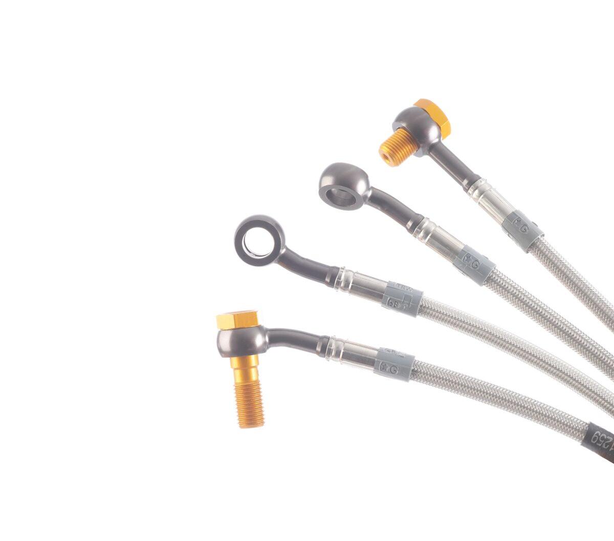 MCH431V1 - TRW Ready-To-Install Braided Brake Hose Kit For Kawasaki EN450 1986-1990 Front - Titanium