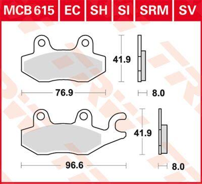 MCB615SI - TRW SI Series Sintered Brake Pads For Cagiva Canyon 500 1999-2001 Rear