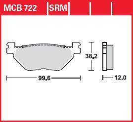 MCB722SRM - TRW SRM Series Sintered Brake Pads For Yamaha XP 500 T-Max 2001-2003 Rear