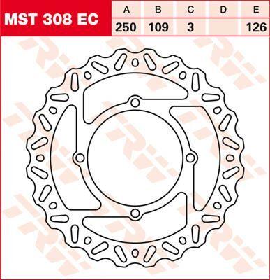 MST308EC - TRW EC Cross Design Brake Disc For Kawasaki KLX450R 2008-2016 Front
