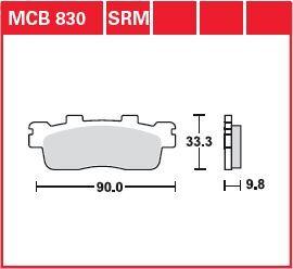 MCB830SRM - TRW SRM Series Sintered Brake Pads For Kymco Downtown 125 I 2010-2021 Rear