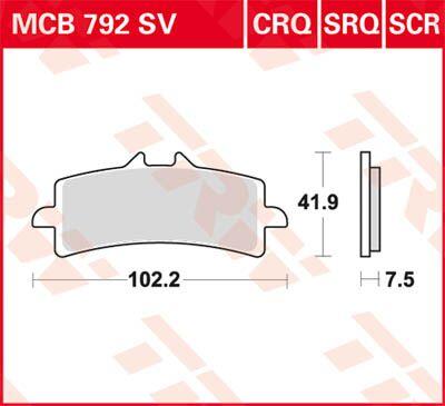 MCB792SCR - TRW SCR Series Sintered Race Brake Pads For Ducati 1098 2007-2008 Rear