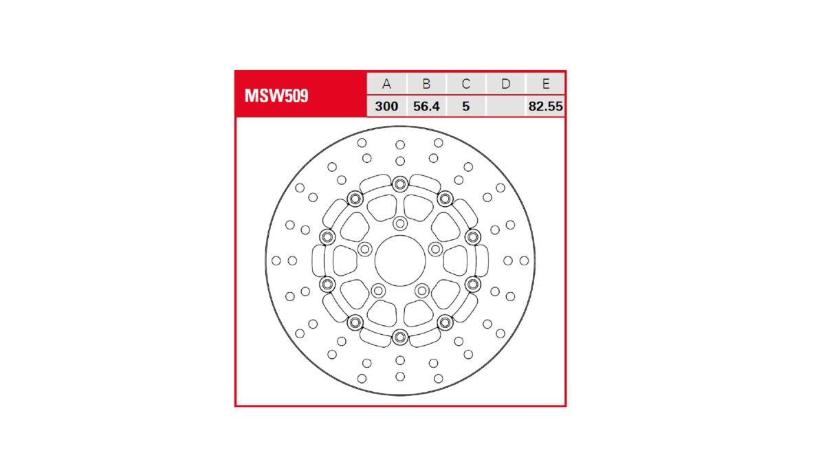 MSW509 - TRW Round Floating Brake Disc For Harley Davidson FXDB 1584 2007-2013 Front