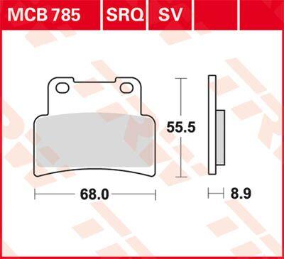 MCB785SV - TRW SV Series Sintered Brake Pads For Yamaha MT-125 2014-2016 Front