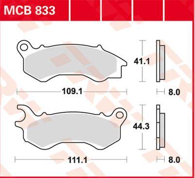 MCB833EC - TRW EC Series Ceramic Brake Pads For Peugeot Django 125 2015-2016 Front