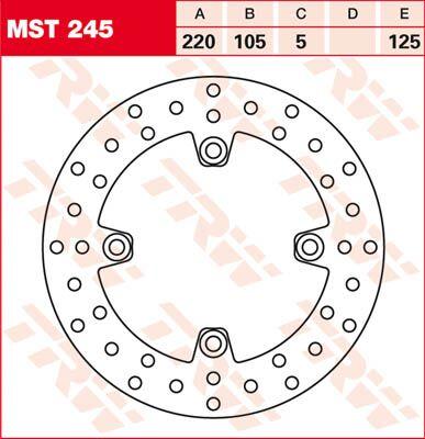 MST245 - TRW Round Fixed Brake Disc 220mm For Honda CB-1 400 F 1989-1991 Rear