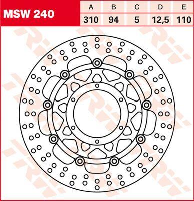 MSW240 - TRW Round Floating Brake Disc For Honda CB1000R 2008-2017 Front