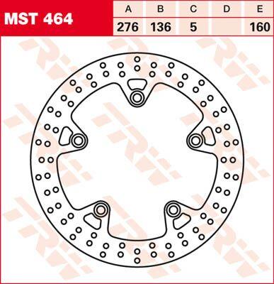 MST464 - TRW Round Fixed Brake Disc 276mm For BMW R 1200 GS ABS 2013-2019 Rear