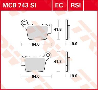MCB743SI - TRW SI Series Sintered Brake Pads For Husqvarna CR 250 2005-2006 Front