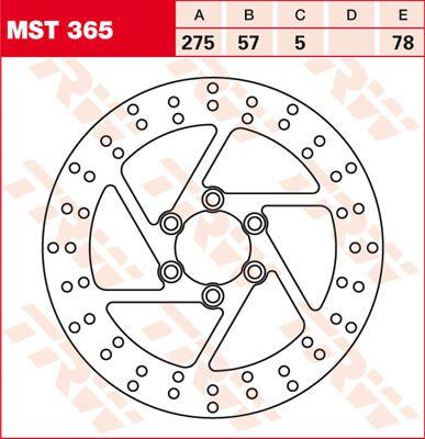 MST365 - TRW Round Fixed Brake Disc 275mm For Suzuki VS 1400 GLF Intruder 1987-1988 Rear