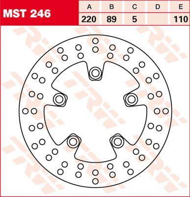 MST246 - TRW Round Fixed Brake Disc 220mm For Suzuki GSF 1200 2006 Rear