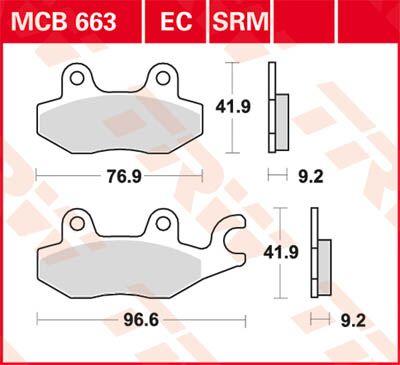 MCB663 - TRW All Round Sintered Metal Brake Pads For Kymco Agility City 125 2009-2020 Rear