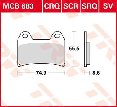 MCB683CRQ - TRW CRQ Series Carbon Race Brake Pads For Ducati 748 2000-2003 Front