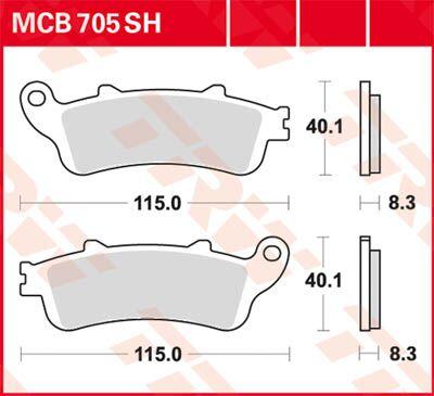 MCB705SH - TRW SH Series Sintered Rear Brake Pads For Honda CB 1100SF 2000-2003 Rear