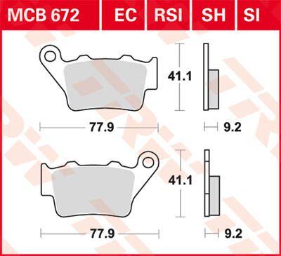 MCB672RSI - TRW RSI Series Sintered Race Brake Pads For Husqvarna 701 Supermoto 2016-2017 Rear