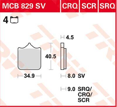 MCB829CRQ - TRW CRQ Series Carbon Race Brake Pads For BMW S 1000 HP4 2013-2014 Front