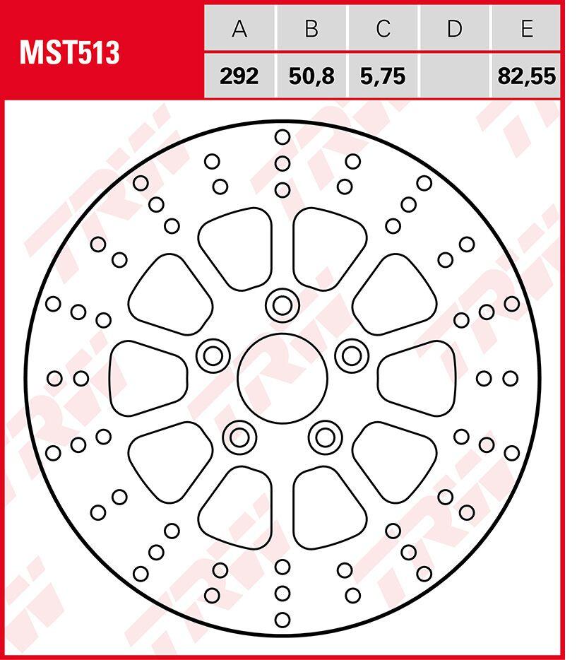 MST513 - TRW Fixed Round Brake Disc For Harley Davidson FLH Electra Glide Standard 1984-1985 Rear