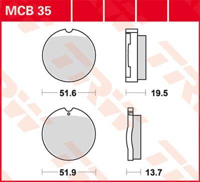 MCB35 - TRW All Round Sintered Metal Brake Pads For Honda CB 250 G 1974-1976 Front