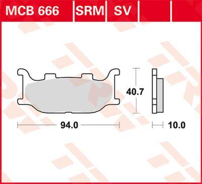 MCB666SV - TRW SV Series Sintered Brake Pads For Yamaha FZ6 600 N 2004-2007 Front