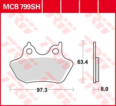 MCB799SH - TRW SH Series Sintered Rear Brake Pads For Harley Davidson FLHR 1584 2007 Rear