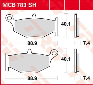 MCB783SH - TRW SH Series Sintered Rear Brake Pads For Suzuki DL 1000 2014-2020 Rear