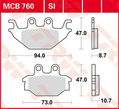 MCB760 - TRW All Round Sintered Metal Brake Pads For Yamaha MT-125 2014-2016 Rear