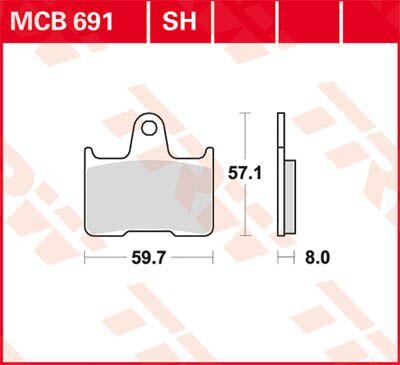 MCB691SH - TRW SH Series Sintered Rear Brake Pads For Honda CB 1300 Rear