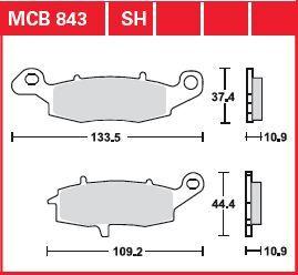 MCB843SH - TRW SH Series Sintered Rear Brake Pads For Suzuki VL 1500 BT 2013-2016 Rear