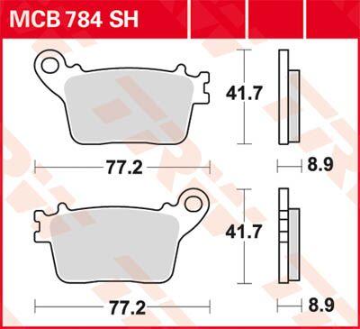 MCB784SH - TRW SH Series Sintered Rear Brake Pads For Honda CB600F 2007-2012 Rear
