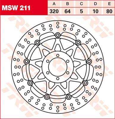 MSW211 - TRW Round Floating Brake Disc For Laverda 650 Ghost 1996-1998 Front